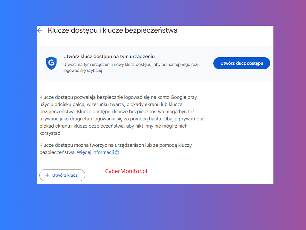 Konfiguracja Yubikey z Google (Gmail) - klucze dostępu i klucze bezpieczeństwa