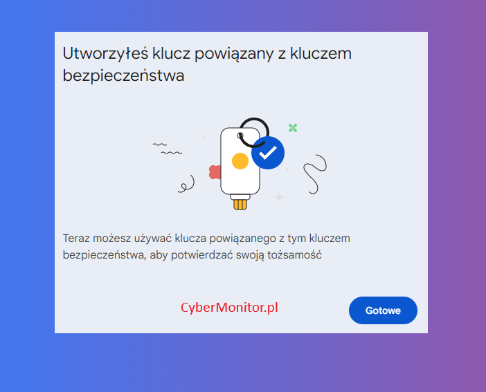 Konfiguracja Yubikey z Google (Gmail) - utworzony klucz