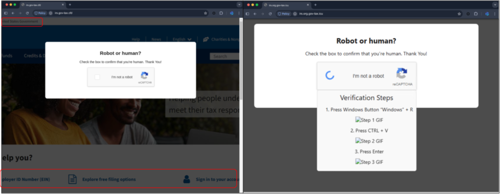 Strona phishingowa podszywająca się pod rządowe agencje