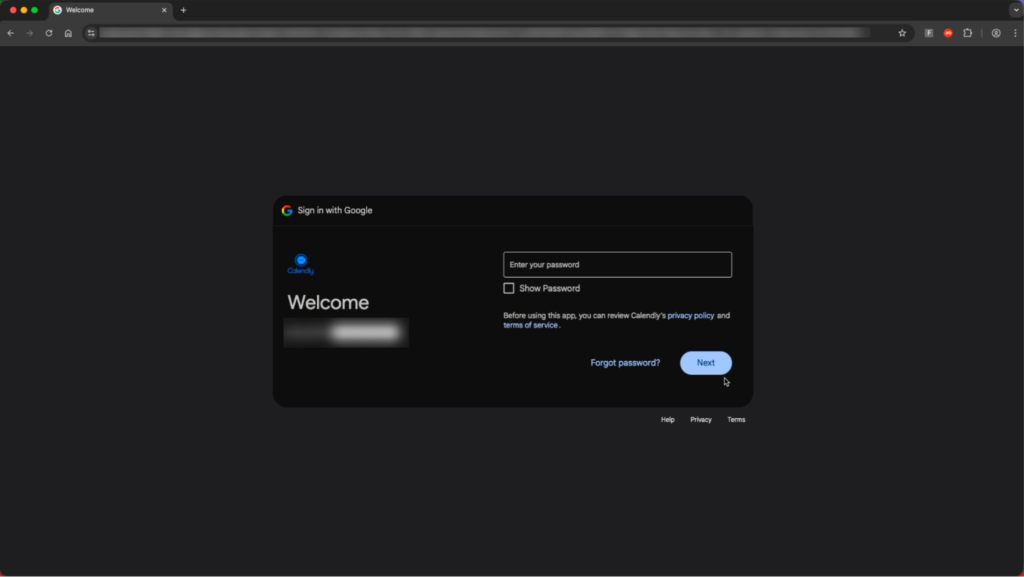 Fałszywa strona logowania calendly - phishing